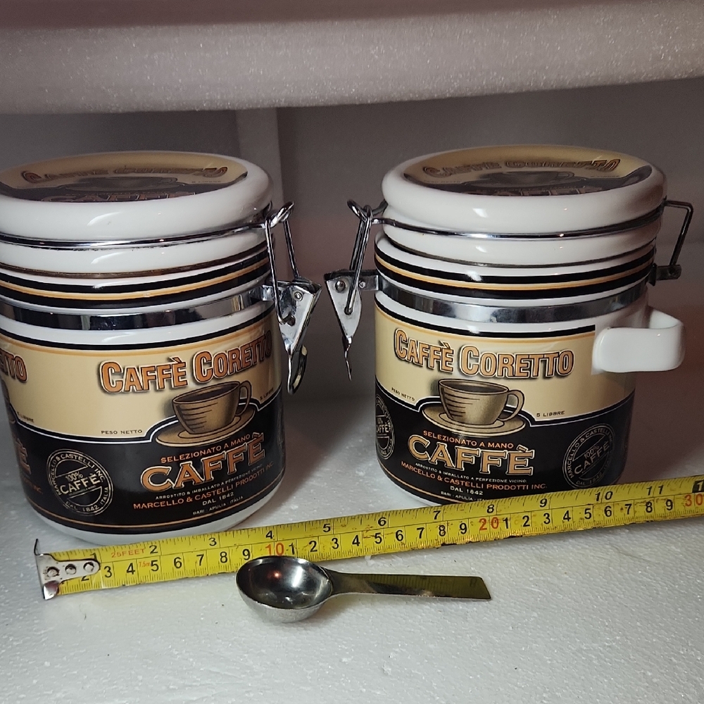 Black and Cream Ceramic Coffee Canister Set